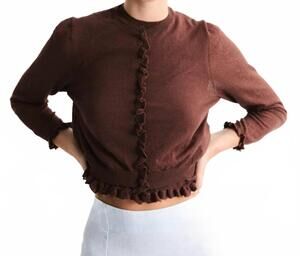 NEW MUS & BOMBON mirri long sleeve cardigan in marron